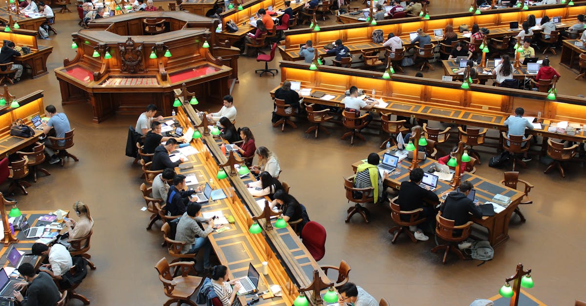 Students studying in a university library